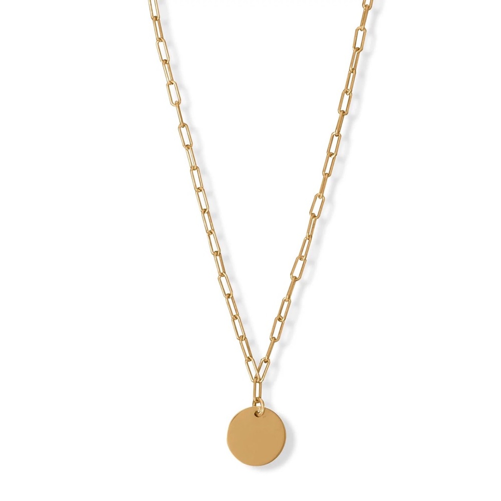 💫14 Karat Gold Plated Engravable Disk Necklace